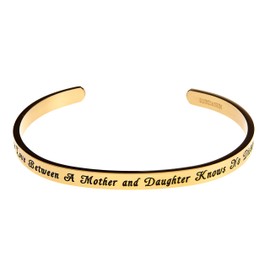 Kendasun Jewelry The Love Between A Mother and Daughter Knows No Distance Inspirational Messaged Cuff Bracelet Bangle (Gold Tone)