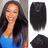 Orientfashion 8pcs Kinky Straight Clip in Hair Extensions Real Human