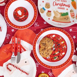 YöL Christmas Kids Dinner Set Santa And Nutcracker Red Toddler Xmas Dinner Plate Bowl Tumbler Cup