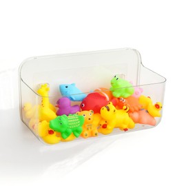 Bath Toy Storage Holder for Bathtub 1pcs, Large Capacity Clear Bath Toy Holder,Staple Free Sticky Bath Toy Organizer,Suitable for Bathroom Toy Organisation and Storage