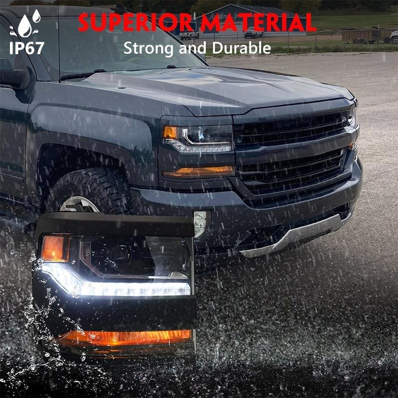 FIONE HID/Xenon Headlight Assembly Compatible with Chevy Silverado 1500 2016-2018/2019