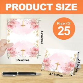 HMJKL Baptism Table Place Cards, Blush Pink Floral, 25 Pack