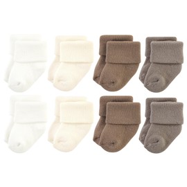 Hudson Baby Unisex Baby Cotton Rich Newborn and Terry Socks, Solid Beige Brown, 0-6 Months