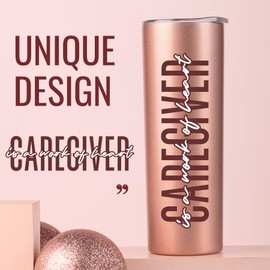 Onebttl Caregiver Gifts for Women, Thank You Gifts Appreciation Gifts for Social Workers Therapists - Being a Caregiver is A Work of Heart, 20 oz Rose Gold Insulated Tumbler