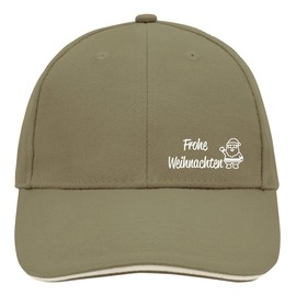 huuraa Cappy Hat Merry Christmas Santa Claus Unisex Cap with Motif for Christmas Time Gift Idea for Friends and Family, Olive/Beige