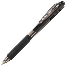 Pentel Pentel® WOW!™ Retractable Ballpoint Pens, Medium Point, 1.0 mm, Transparent Black Barrels, Black Ink, Pack Of 12