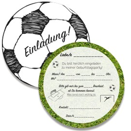 15 x Football Invitation Cards Children's Birthday Round Football Invitation for Children's Birthday for Boys and Girls (Pack of 15)