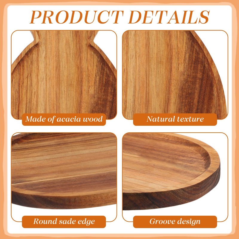 Geetery 4 Pack Pineapple Shaped Serving Trays Wooden Charcuterie Boards
