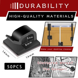 50 Stück Kabelhalter Selbstklebend,Kabelführung Organizer,Selbstklebend Outdoor Kabelklemmen, Kabelklemmen & Kabelorganisator am Schreibtisch,Kabelclips für Kabelmanagement (Schwarz)