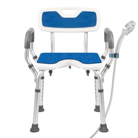 Shower Chair with Arms and Back Heavy Duty 330lbs, Shower Chair for Inside Shower, Shower Seat for Inside Shower Bathroom Chair with Cutout Seat & Cold-Proof Pads, Tools-Free Assembly