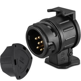 CXTM 13 to 7 Pin Trailer Coupling Adapter 13 to 7 Pin Trailer Adapter 13 to 7 Pin Including Parking Cover, 12 V Systems, for Bicycle Carriers, Horse Trailers