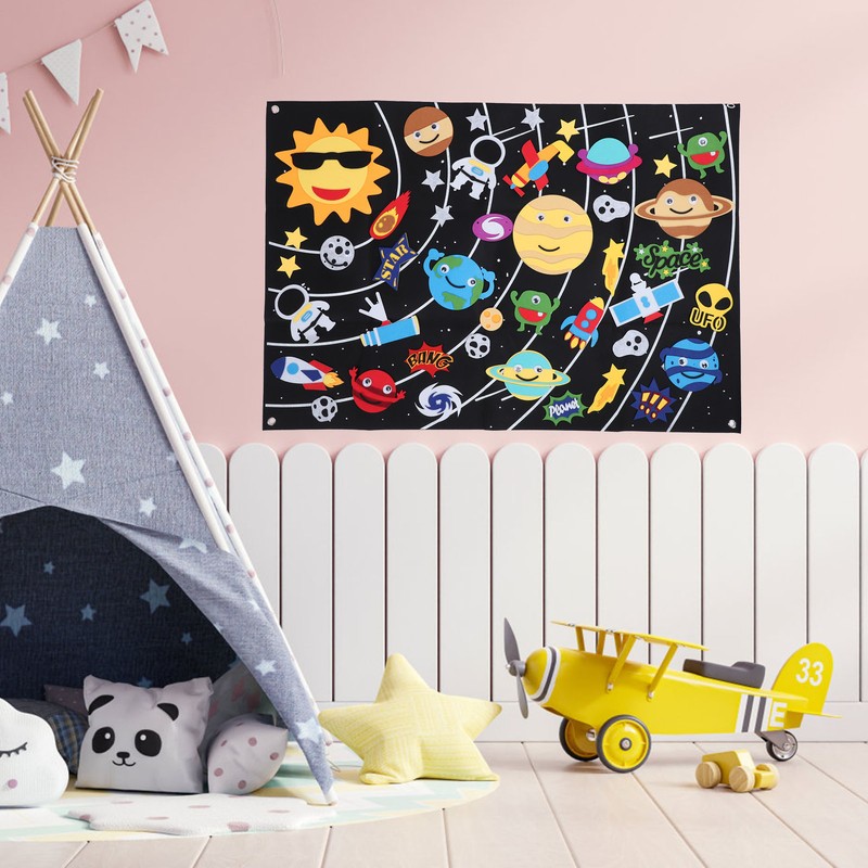 45pcs Outer Space Felt Story Board 3.5in Storytelling Educational DIY