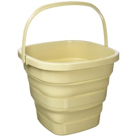 BUNDOK BD-602BE Folding Bucket, 3.2 gal (10 L), Beige, Foldable, Compact Storage