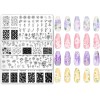 JarThenaAMCS 4Pcs 꽃 네일 플레이트 스탬핑 세트 봄 여름 스탬프