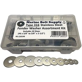 316 Stainless Steel Fender Washer Assortment Kit by Marine Bolt Supply 6-116146