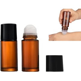 GZRYEJLEI 2Pcs Brown 50ml Glass Essential Oil Roller Bottles,Large Empty Roller Bottles Refillable,Containers Rollerball for Fragrance Refillable Containers Accessories
