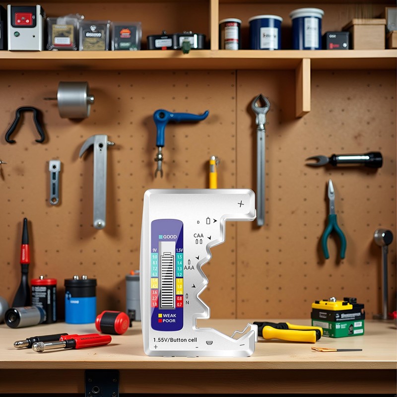 Silver Battery Tester for AAA, AA, C, D, 9v, N,