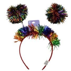Claire's Claires Bopper Headband Colorful Smiley Tinsel Balls Antenna