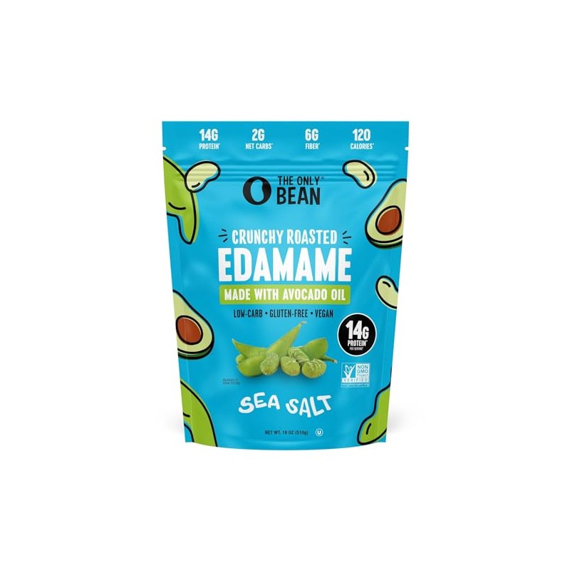 The Only Bean Sea Salt Roasted Edamame Beans, 18 Ounce