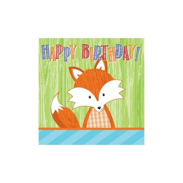 Forest Fox Happy Birthday Lunch-Servietten, 16 Stück