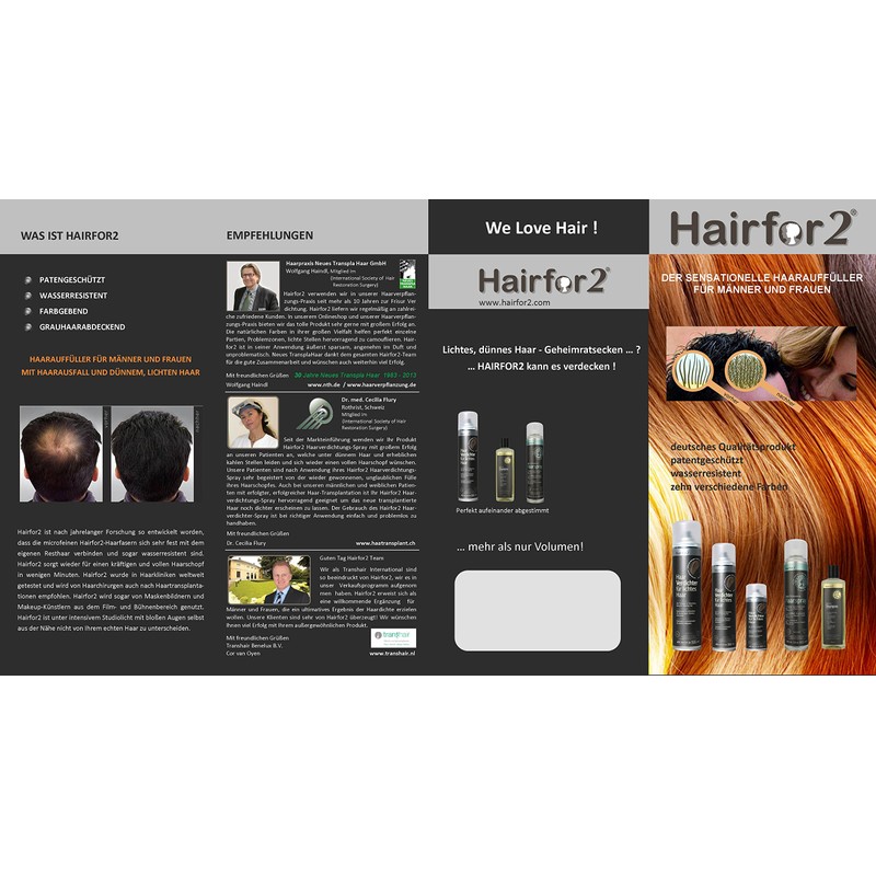 Hairfor2 Haarverdichtungsspray gegen lichtes Haar | Haarpuder | Streuhaar |