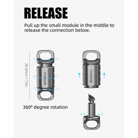 tikey - Llavero de liberación rápida de titanio, construcción de metal premium, herramienta minimalista EDC giratoria, llavero desmontable