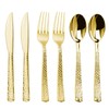 Pryntono 360PCS Gold Plastic Silverware, Heavy Duty Plastic Cutlery Set,