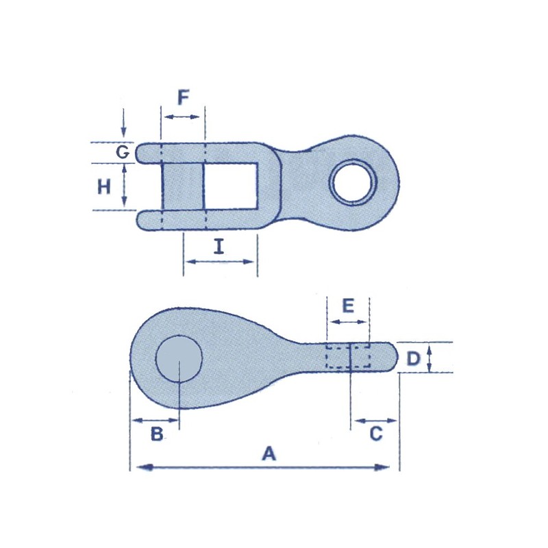 Toggle Rigging Link Stainless Steel 14MM (Fork Jaw Shackle Cable