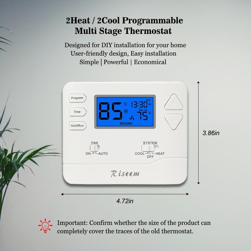 Programmable Thermostat for Home, 5-1-1 Day Programmable,Multi-Stage,2 Heat/2 Cool,Digital Energy-Saving