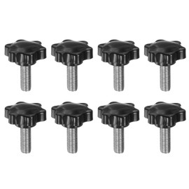 QUARKZMAN Pack of 8 Thumb Screws with Star Handle M10 x 25 mm x 38 mm Star Grip Screw Plastic Knob Stainless Steel 304 Threaded Bolts Clamping Screw Star Grip Nut Clamping Knob for Machine