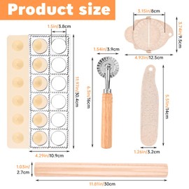 5 Pieces Ravioli Mold Set,Includes 12 Holes Ravioli Maker Press, Wood Rolling Pin,Dumpling Press Mold, Filling Spoon,Ravioli Cutter,for Ravioli Press Mold Pasta Making Tools