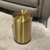YOJIA Stainless Steel Gold Bathroom Trash Can with Lid, 9L/2.4Gallon