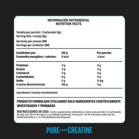 Creatina Monohidratada 1kg Alta Pureza 200 Porciones Amz Sup