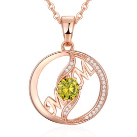 PAITAIN Mom Gifts Mom Birthstone Necklaces 18K Rose Gold Plated Jewely for Women Her Wife Duaghter Sister Diamond Pendant for Birthday Anniversary Christmas-Aug