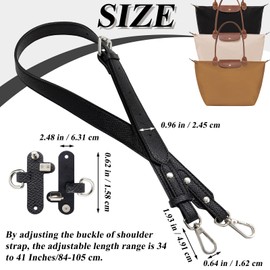 Niuohoy Purse Straps Replacement, Leather Longchamp Strap Kit, Leather Handbag Crossbody Shoulder Strap Adjustable or Longchamp Bag Women (Black)