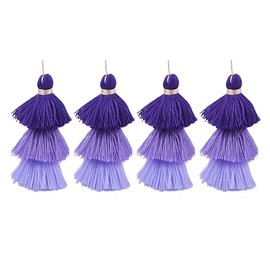 Konmay Bulk 20pcs Tri-Layered Tassels with Hanging Loop for Jewelry Making, Clothing