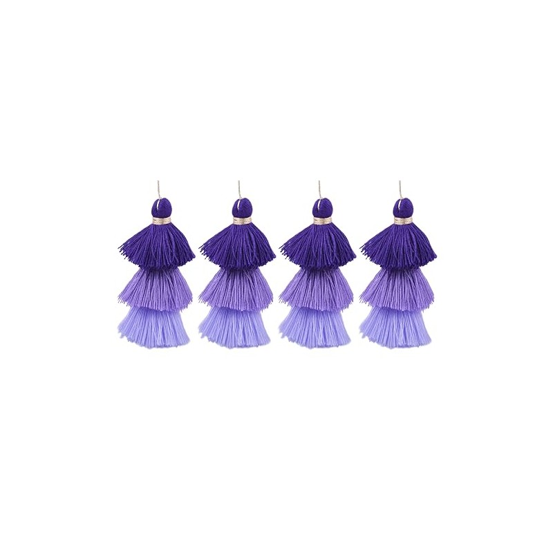 Konmay Bulk 20pcs Tri-Layered Tassels with Hanging Loop for Jewelry