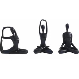 NxInnoX Meditation Yoga Statues 3pcs, Resin Zen Yoga Figurines for Bookself, Home Decor, Gifts (Black)