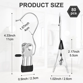 Axigundaone 80 Pcs Boot Hanger Clips for Closet, Laundry Hanging Hooks with Clips, Portable Single Clip Boot Hangers Bulk for Travel Socks Pants Hats Towels (Black)