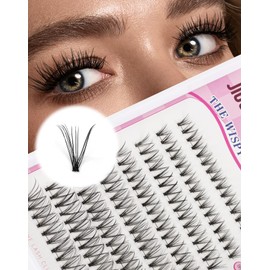Natural Lash Clusters Wispy Eyelash Clusters Fluffy Cluster Eyelash Extensions C Curl Individual Lashes 8-14MM Mix Length Natural Look Lashes Clusters with Thin Lash Band