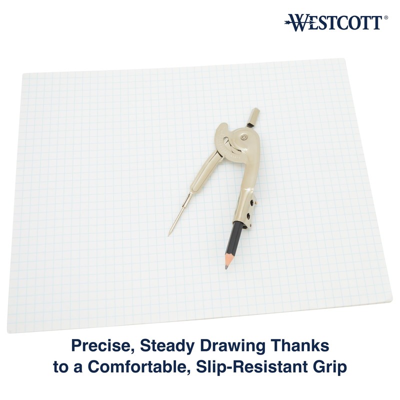 Westcott Nickel-Plated Ball Bearing Compass with Pencil, Back-to-School, School Supplies,