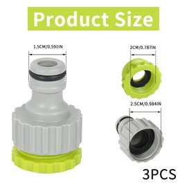 3 Piece Tap Adapter, Garden Hose Connection Adapter, Garden Hose for Gardena Tap Connector, 1/2 Inch 3/4 Inch 2-in-1 Plastic Hose Connection Set for Tap Hose Thread Connection