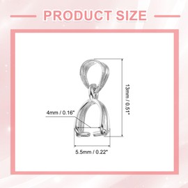 QUARKZMAN Pack of 4 925 Sterling Silver Pinch Bail, 13 mm Pendant Clasp Pendant Bail Connector Pinch Clip Bail Clasp for Jewellery Making Accessories Bracelet Necklace Silver