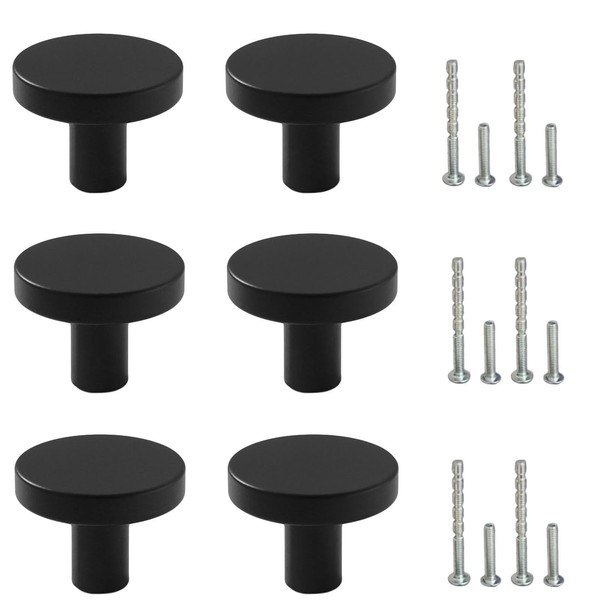 Mokife Furniture Knobs, Matte Black, Pack of 6 Metal Cabinet