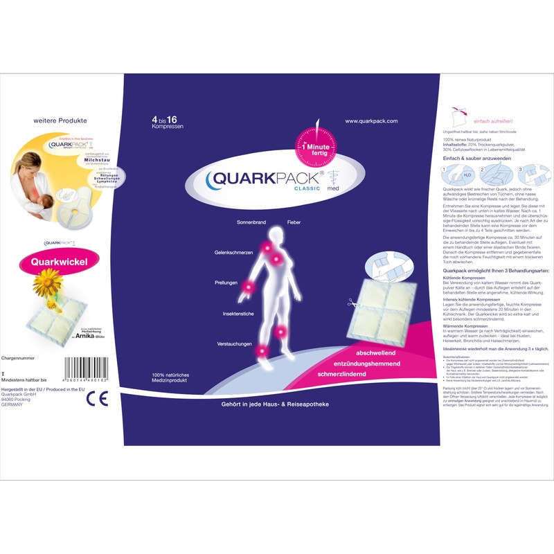 QUARKPACK® Natural Quark Cooling Compress (Pot Wrap), 20 Pieces Value
