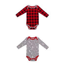 Snugabye Baby Buffalo Plaid Long-Sleeve Bodysuit Multipacks | Multiple Patterns (2-Pack, 12-18 Months)