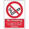 V Safety No Smoking/Against The Law Prohibition Sign - 150mm