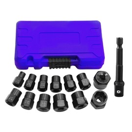 TSUCIA 14 Piece Nut Extractor Socket Set Nut Twister, Nut Extractor Socket for Crushed Bolts, Broken Bolt Extractor Sockets, Bike Car Repair, Easy Furniture Assembly (Set of 14)