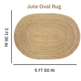 Eyesart Fashion Reversible Beige Jute Linen Rug Rustic Kitchen Center Table Runner Kitchen Holiday Farmhouse Woven Room Decor Oval Dining Table 3x5 Feet