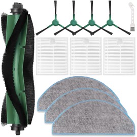 Replacement Parts Accessories Compatible with iRobot Roomba Essential Series Y0140, Q0520, Q0120, Q011, Y0110, Robot Vacuum Cleaner, 1 Roller Brush, 3 Hepa Filters, 3 Mop Pads, 4 Side Brushes